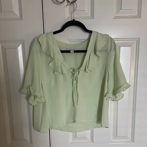 Light Green Ruffle Blouse